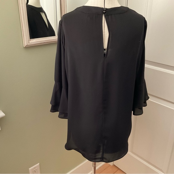 LILLY MORGAN, BLACK SHEER BLOUSE WITH KEY HOLES, SIZE: L/G - Picture 5 of 13